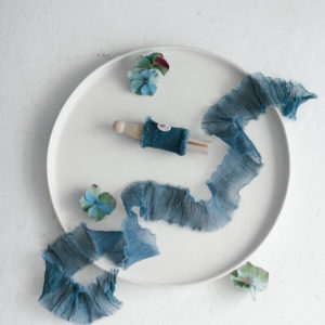 Silk ribbon OCEAN DEPTH crinkled chiffon