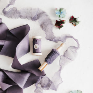 Silk ribbon NIGHT VIOLETT Crinkled Chiffon QUER - Image 6