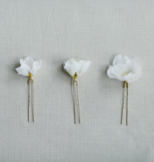 Braut Haarnadel Jasmin mit Seidenblumen, Haarschmuck, 3-er Set – Bild 2