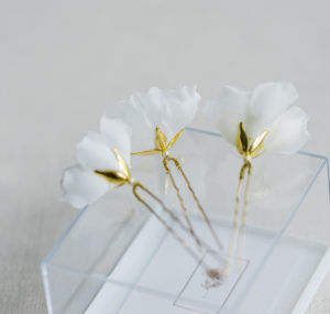 Braut Haarnadel Jasmin mit Seidenblumen, Haarschmuck, 3-er Set – Bild 6
