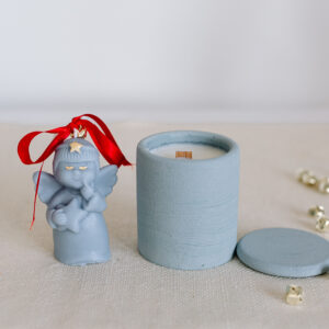 Geschenkset Duftkerze und Weihnachtsengel Blau – Bild 4