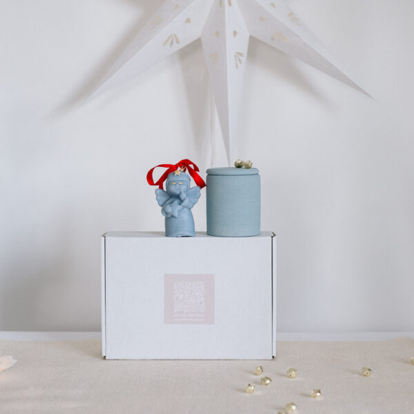 Weihnachtsengel Duftkerze Blau