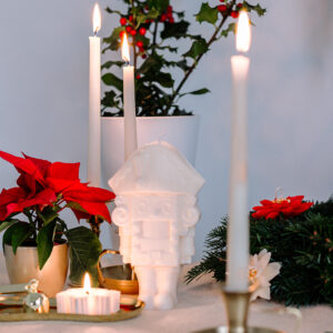 Weihnachtskerze NUSSKNACKER klein weiss – Bild 2