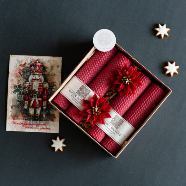 Kerzenset für Adventskranz rot 4 Stk Weihnachtskerzen