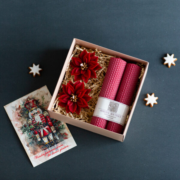 Kerzenset für Adventskranz rot 2 Stk Wabenkerzen